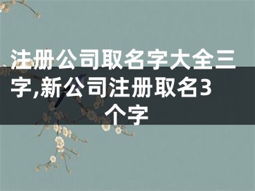 注册公司取名字大全三字,新公司注册取名3个字