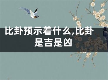 比卦预示着什么,比卦是吉是凶