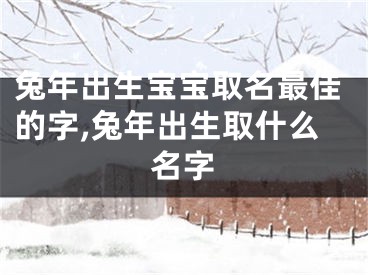 兔年出生宝宝取名最佳的字,兔年出生取什么名字