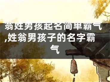 翁姓男孩起名简单霸气,姓翁男孩子的名字霸气