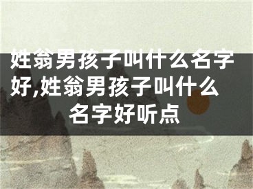 姓翁男孩子叫什么名字好,姓翁男孩子叫什么名字好听点