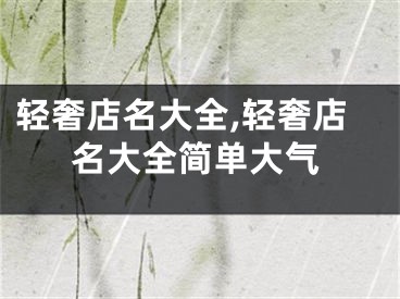 轻奢店名大全,轻奢店名大全简单大气