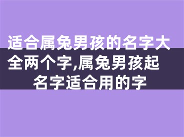 适合属兔男孩的名字大全两个字,属兔男孩起名字适合用的字