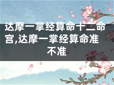 达摩一掌经算命十二命宫,达摩一掌经算命准不准