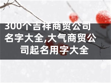 300个吉祥商贸公司名字大全,大气商贸公司起名用字大全