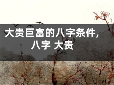大贵巨富的八字条件,八字 大贵