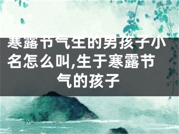 寒露节气生的男孩子小名怎么叫,生于寒露节气的孩子