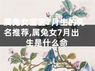 属兔女宝宝7月生的乳名推荐,属兔女7月出生是什么命