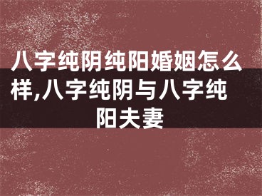 八字纯阴纯阳婚姻怎么样,八字纯阴与八字纯阳夫妻