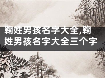 鞠姓男孩名字大全,鞠姓男孩名字大全三个字