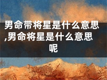 男命带将星是什么意思,男命将星是什么意思呢