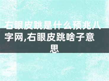 右眼皮跳是什么预兆八字网,右眼皮跳啥子意思