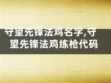 守望先锋法鸡名字,守望先锋法鸡练枪代码