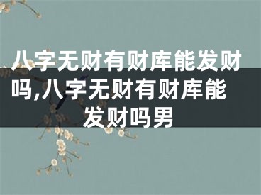 八字无财有财库能发财吗,八字无财有财库能发财吗男