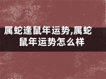 属蛇逢鼠年运势,属蛇鼠年运势怎么样