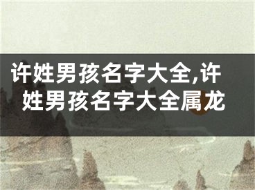 许姓男孩名字大全,许姓男孩名字大全属龙