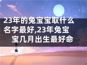 23年的兔宝宝取什么名字最好,23年兔宝宝几月出生最好命