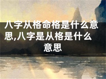 八字从格命格是什么意思,八字是从格是什么意思