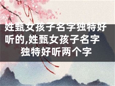 姓甄女孩子名字独特好听的,姓甄女孩子名字独特好听两个字