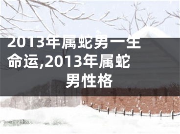 2013年属蛇男一生命运,2013年属蛇男性格