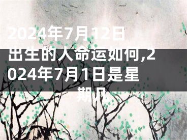 2024年7月12日出生的人命运如何,2024年7月1日是星期几