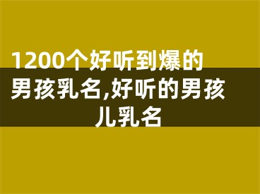 1200个好听到爆的男孩乳名,好听的男孩儿乳名