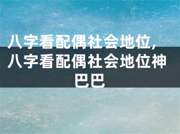 八字看配偶社会地位,八字看配偶社会地位神巴巴