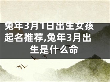 兔年3月1日出生女孩起名推荐,兔年3月出生是什么命