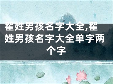翟姓男孩名字大全,翟姓男孩名字大全单字两个字