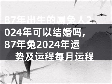 87年出生的属兔人2024年可以结婚吗,87年兔2024年运势及运程每月运程