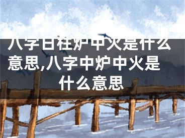 八字日柱炉中火是什么意思,八字中炉中火是什么意思