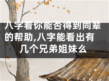 八字看你能否得到同辈的帮助,八字能看出有几个兄弟姐妹么