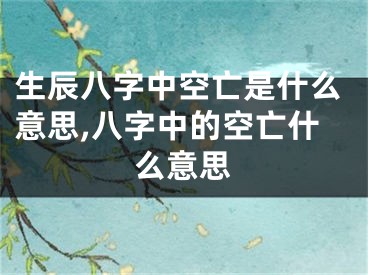 生辰八字中空亡是什么意思,八字中的空亡什么意思