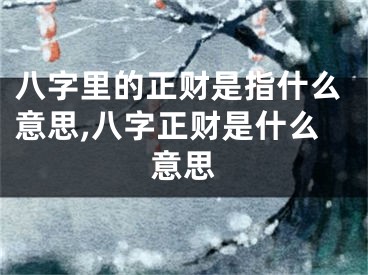 八字里的正财是指什么意思,八字正财是什么意思