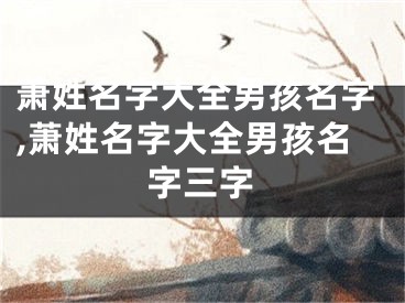 萧姓名字大全男孩名字,萧姓名字大全男孩名字三字