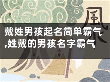 戴姓男孩起名简单霸气,姓戴的男孩名字霸气