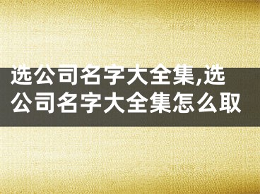 选公司名字大全集,选公司名字大全集怎么取