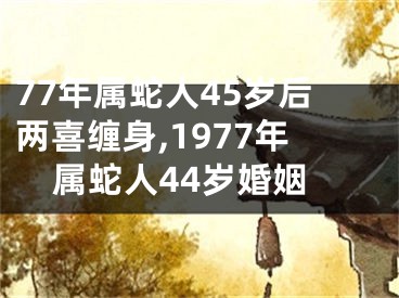 77年属蛇人45岁后两喜缠身,1977年属蛇人44岁婚姻