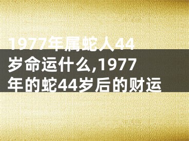 1977年属蛇人44岁命运什么,1977年的蛇44岁后的财运