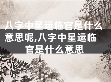 八字中星运临官是什么意思呢,八字中星运临官是什么意思