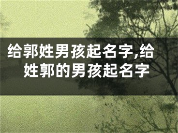 给郭姓男孩起名字,给姓郭的男孩起名字