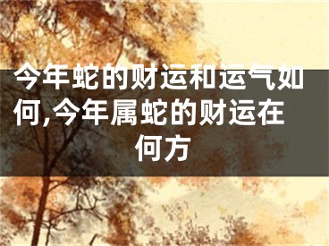 今年蛇的财运和运气如何,今年属蛇的财运在何方
