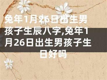 兔年1月26日出生男孩子生辰八字,兔年1月26日出生男孩子生日好吗