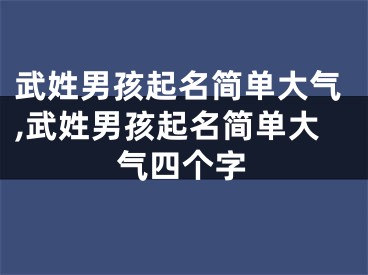 武姓男孩起名简单大气,武姓男孩起名简单大气四个字