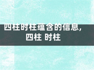 四柱时柱蕴含的信息,四柱 时柱