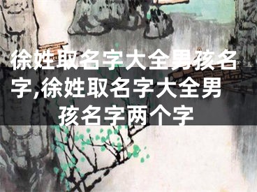 徐姓取名字大全男孩名字,徐姓取名字大全男孩名字两个字