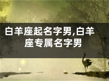 白羊座起名字男,白羊座专属名字男