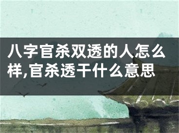八字官杀双透的人怎么样,官杀透干什么意思