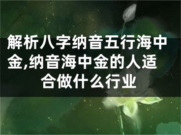 解析八字纳音五行海中金,纳音海中金的人适合做什么行业