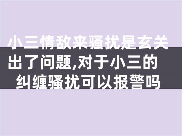小三情敌来骚扰是玄关出了问题,对于小三的纠缠骚扰可以报警吗